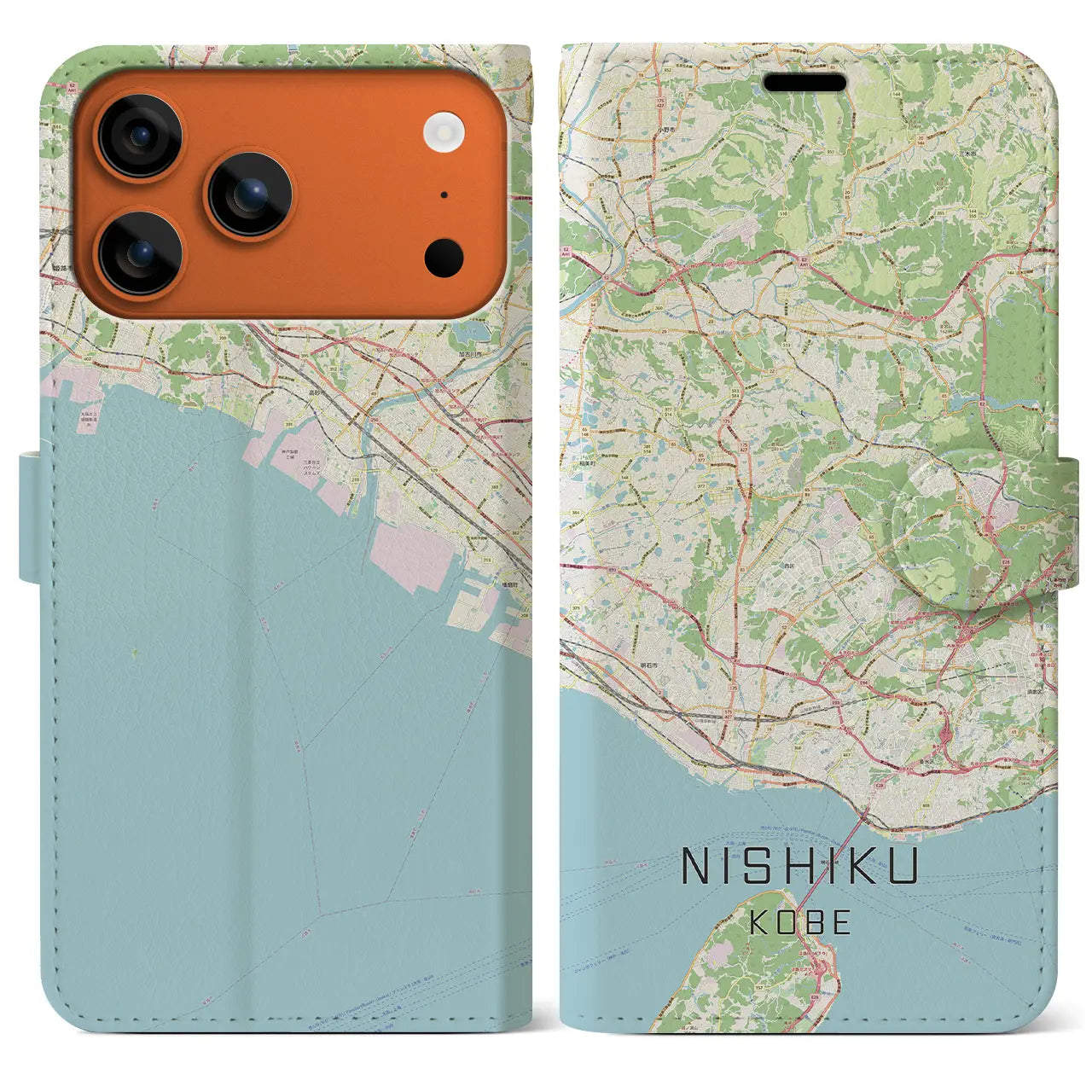 【西区(神戸市)】地図柄iPhoneケース(手帳タイプ)