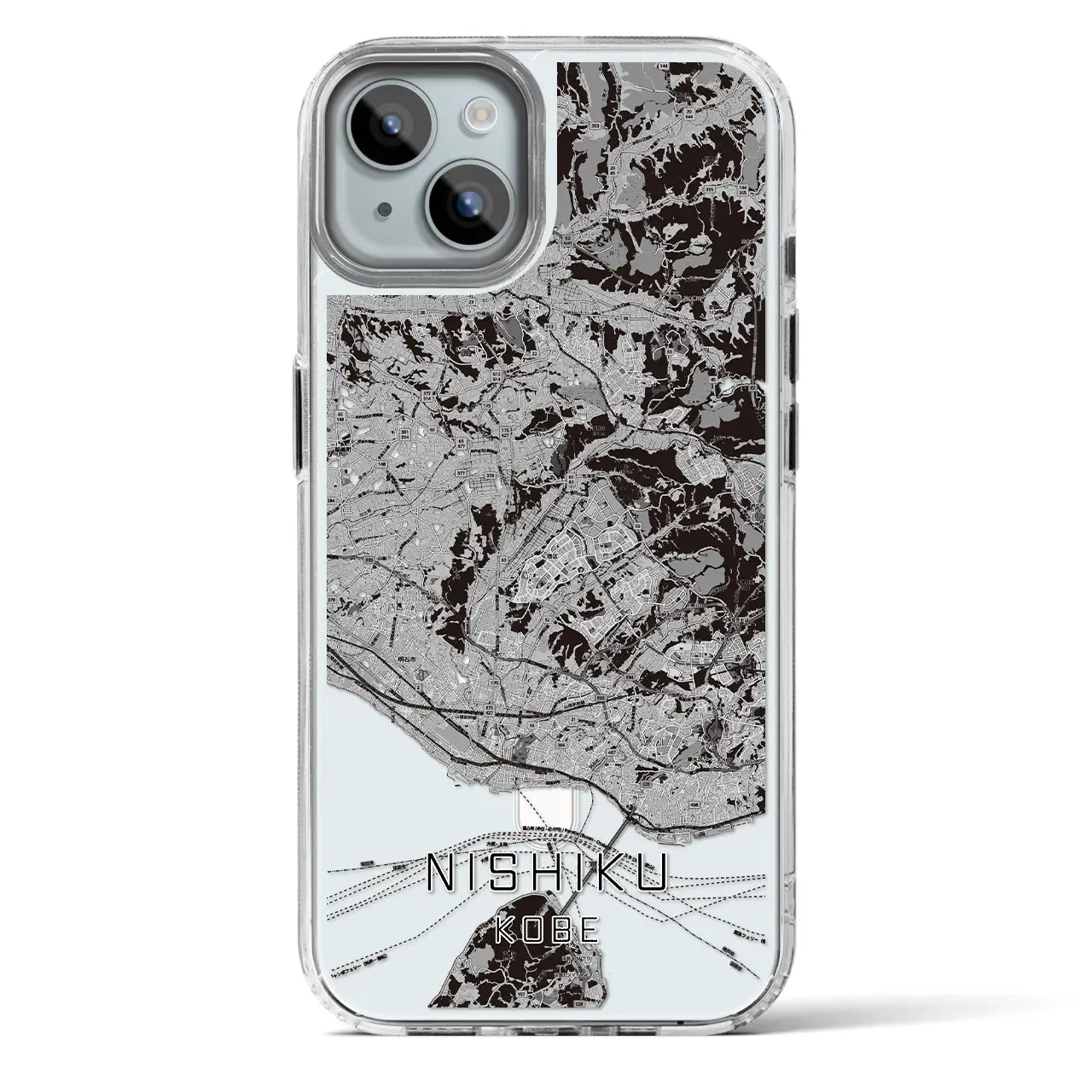 【西区(神戸市)】地図柄iPhoneケース(MagSafeタイプ)