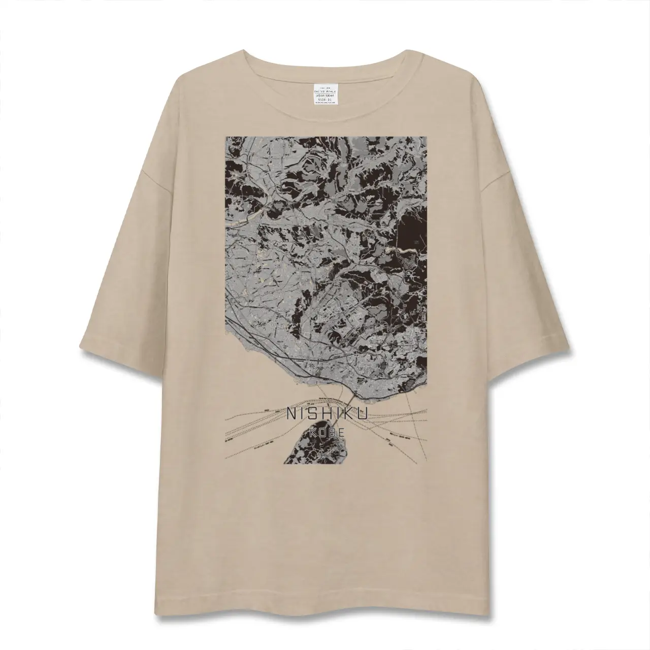 【西区(神戸市)(兵庫県)】地図柄ビッグシルエットTシャツ