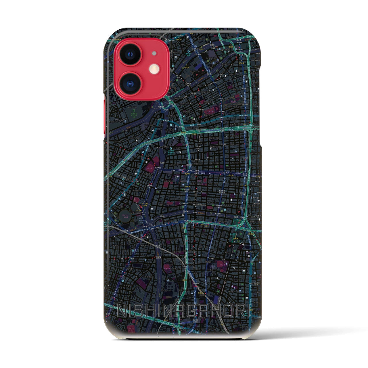 【西長堀(大阪府)】地図柄iPhoneケース(バックカバータイプ)