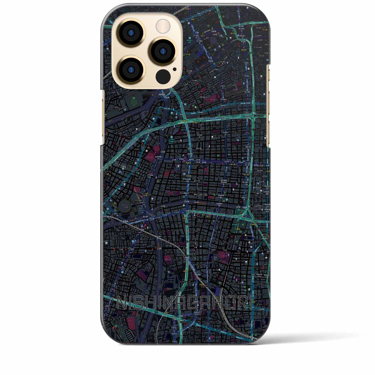 【西長堀(大阪府)】地図柄iPhoneケース(バックカバータイプ)