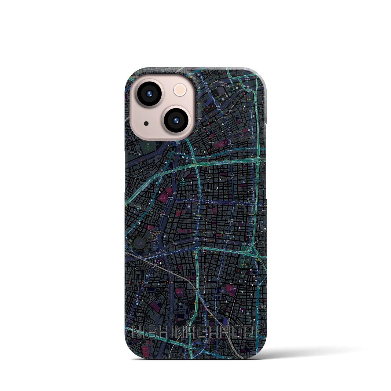 【西長堀(大阪府)】地図柄iPhoneケース(バックカバータイプ)