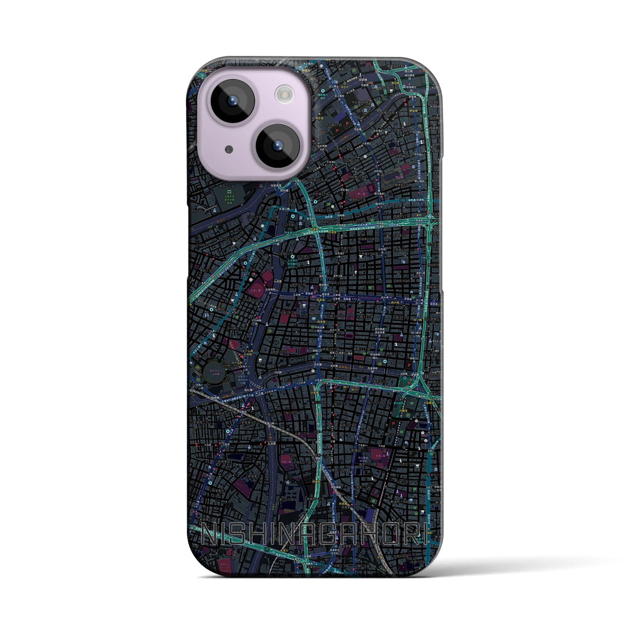 【西長堀(大阪府)】地図柄iPhoneケース(バックカバータイプ)