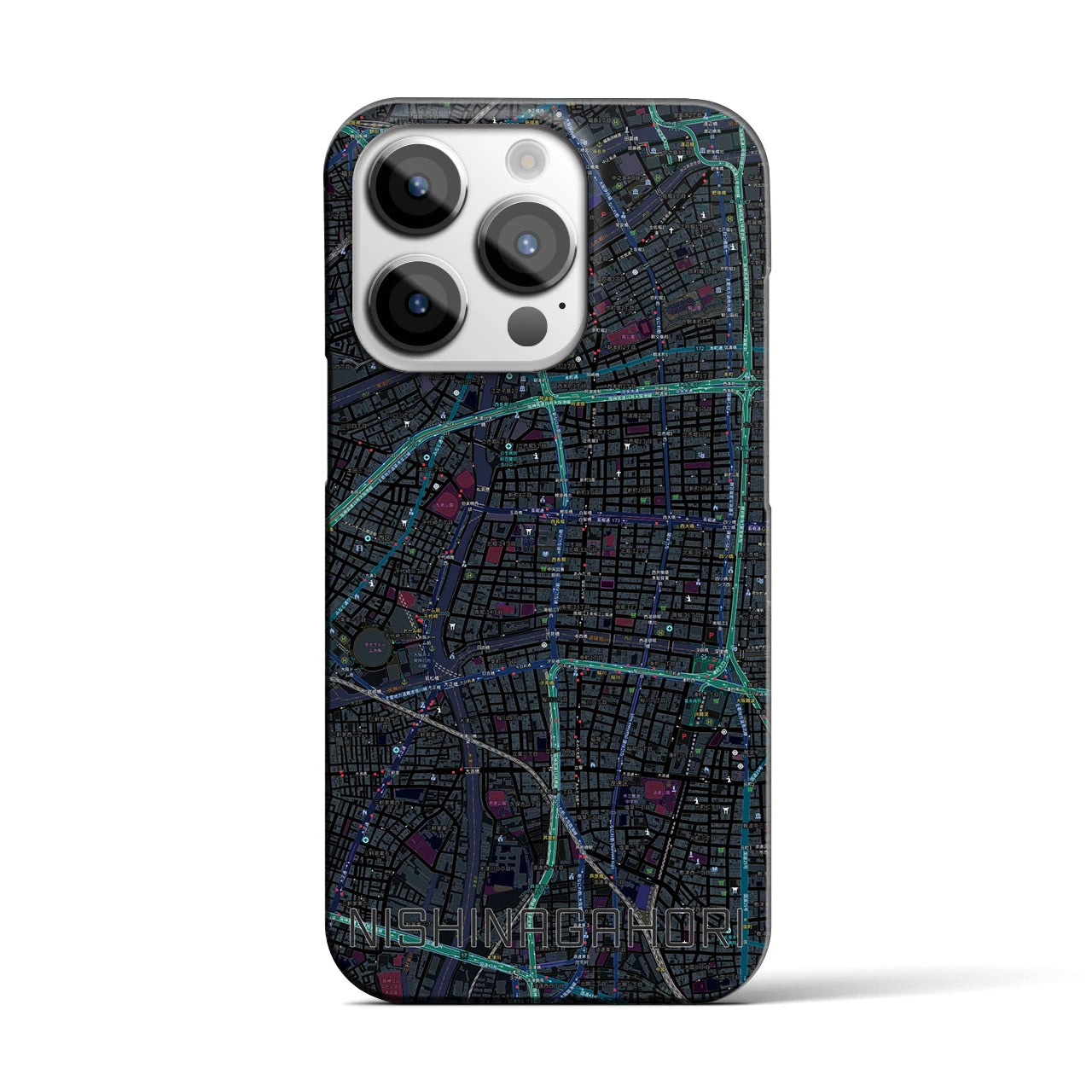 【西長堀(大阪府)】地図柄iPhoneケース(バックカバータイプ)