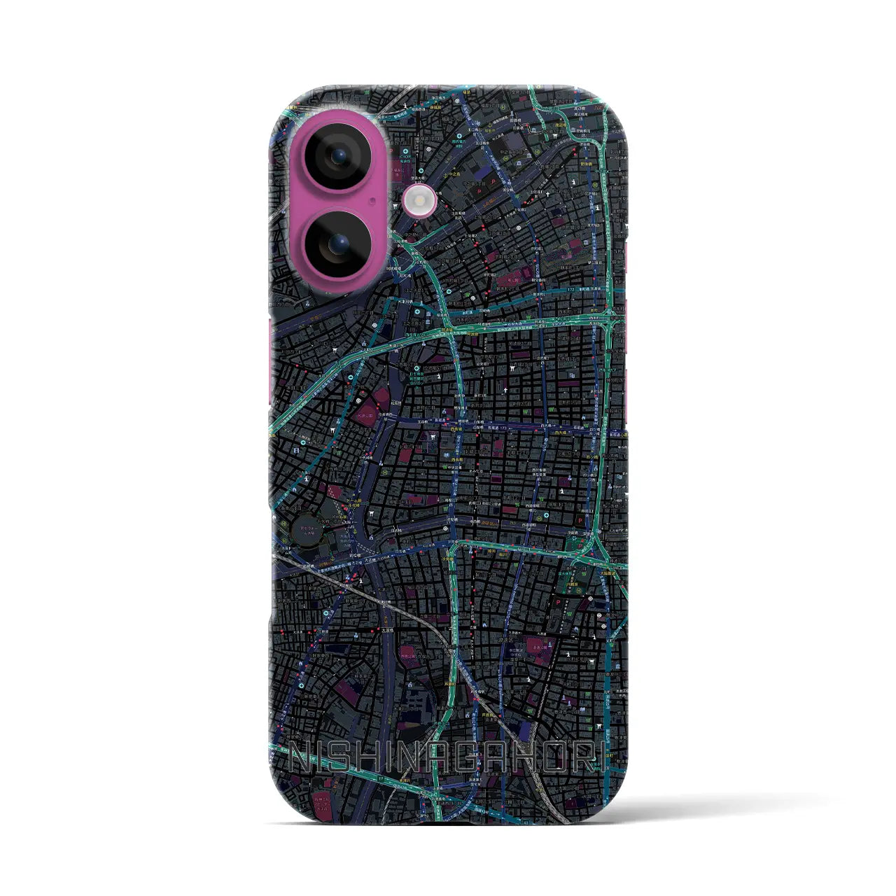 【西長堀(大阪府)】地図柄iPhoneケース(バックカバータイプ)