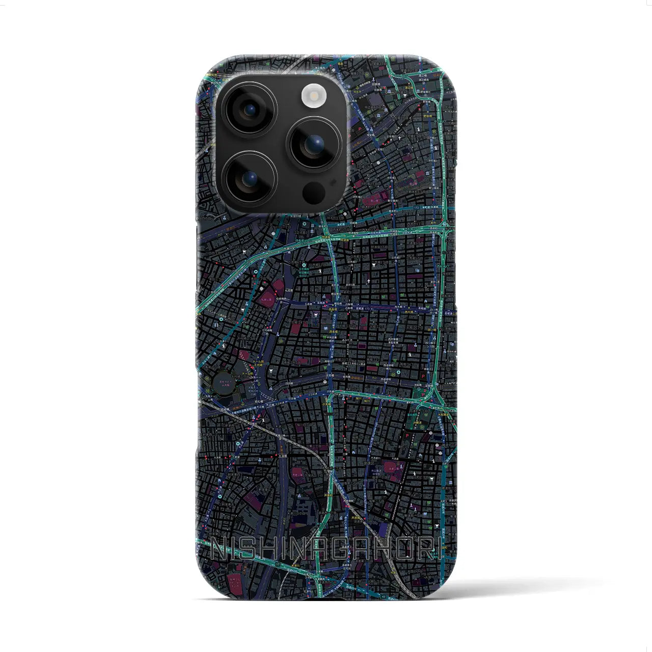 【西長堀(大阪府)】地図柄iPhoneケース(バックカバータイプ)