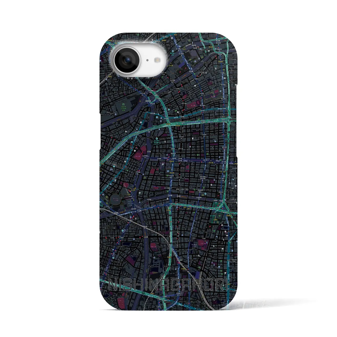 【西長堀(大阪府)】地図柄iPhoneケース(バックカバータイプ)