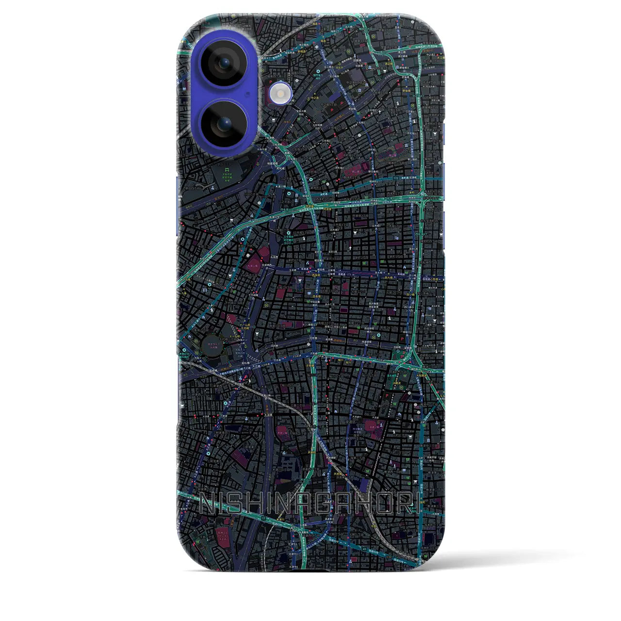 【西長堀(大阪府)】地図柄iPhoneケース(バックカバータイプ)