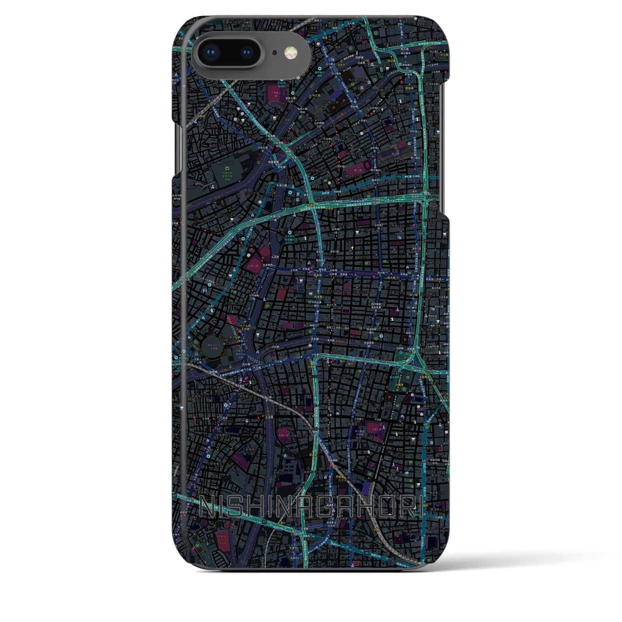 【西長堀(大阪府)】地図柄iPhoneケース(バックカバータイプ)