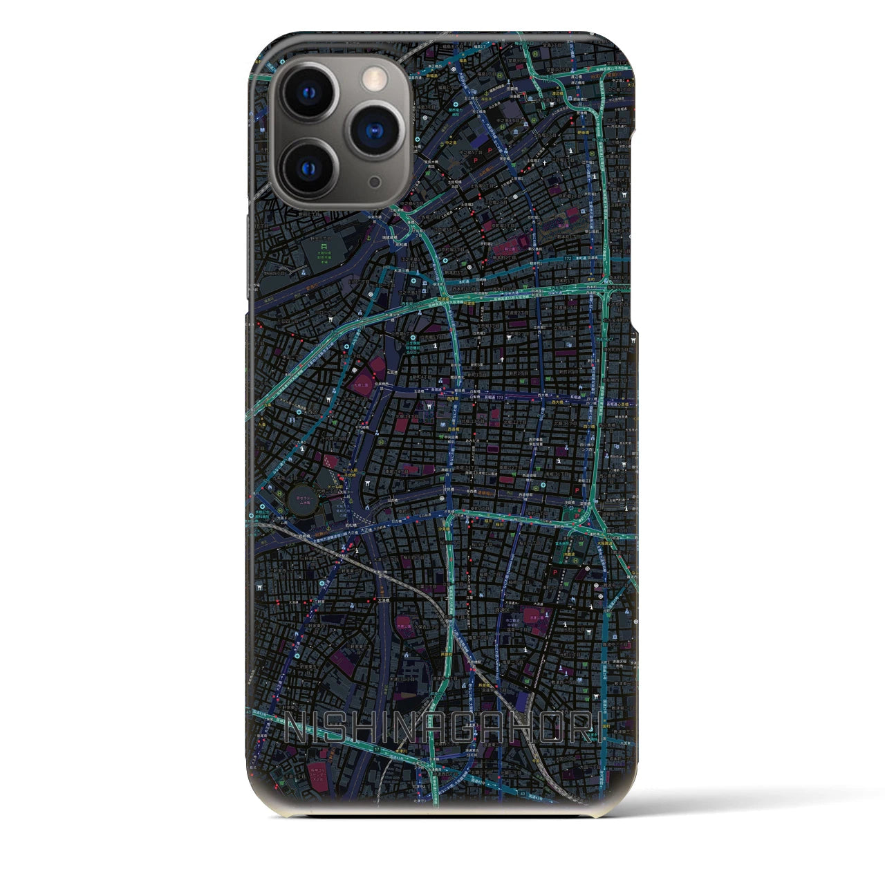 【西長堀(大阪府)】地図柄iPhoneケース(バックカバータイプ)