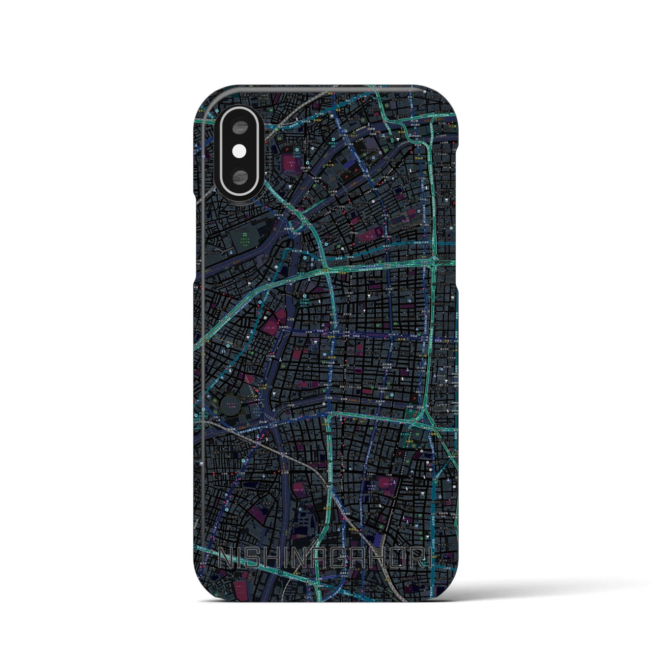【西長堀(大阪府)】地図柄iPhoneケース(バックカバータイプ)