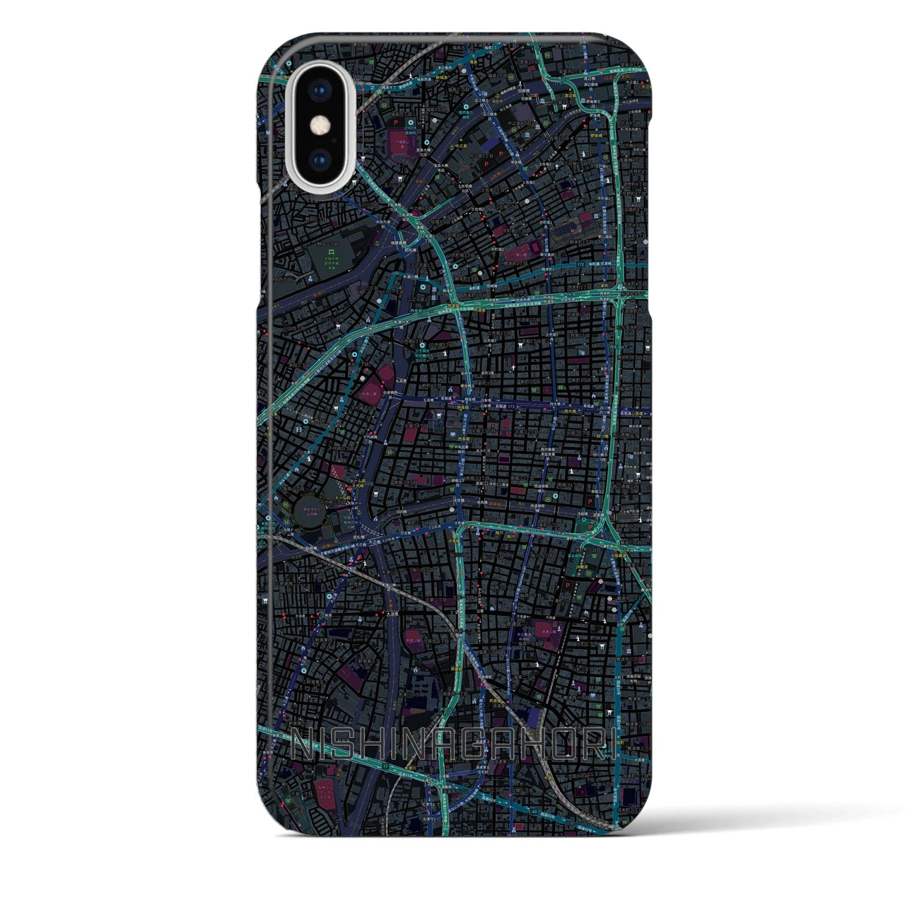 【西長堀(大阪府)】地図柄iPhoneケース(バックカバータイプ)