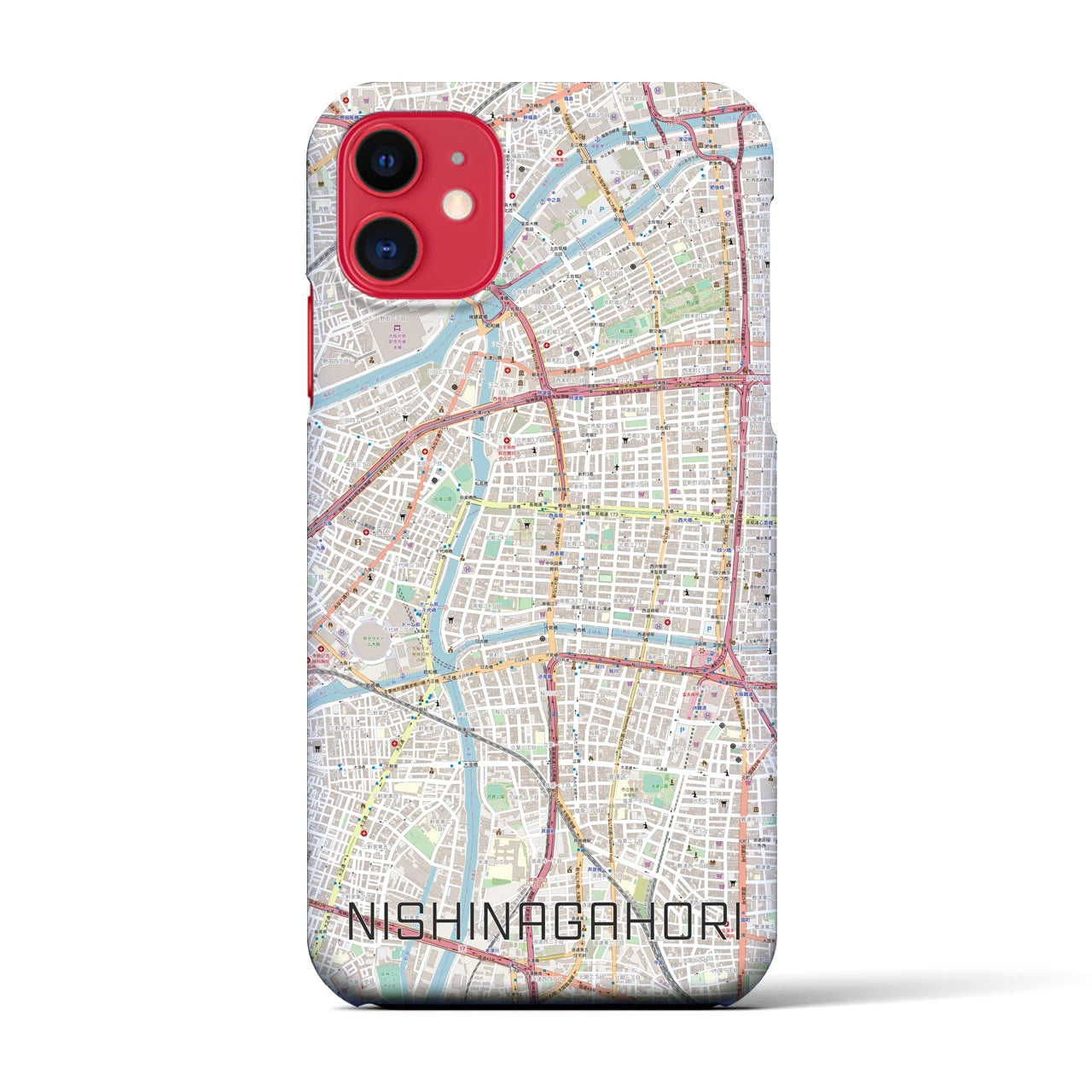 【西長堀(大阪府)】地図柄iPhoneケース(バックカバータイプ)
