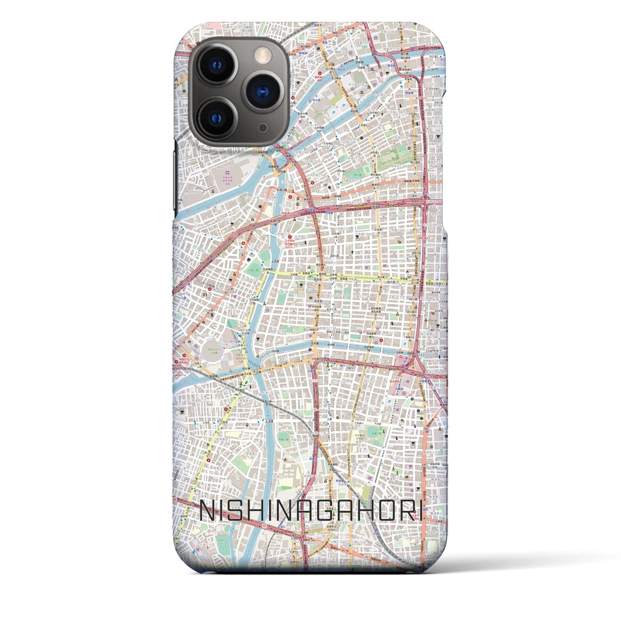 【西長堀(大阪府)】地図柄iPhoneケース(バックカバータイプ)