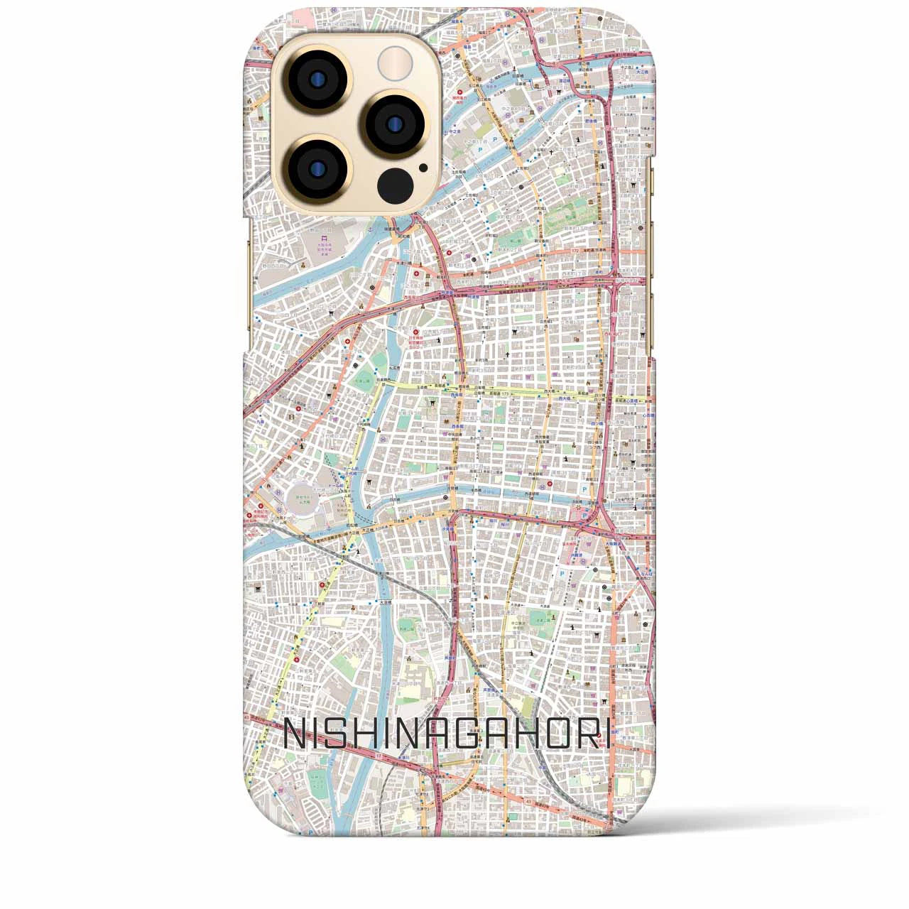 【西長堀(大阪府)】地図柄iPhoneケース(バックカバータイプ)