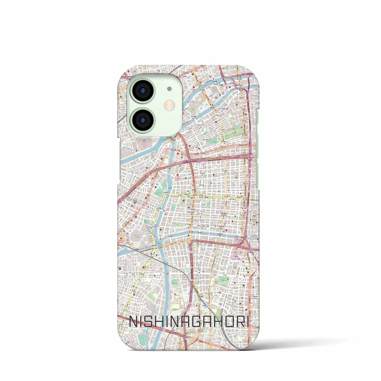 【西長堀(大阪府)】地図柄iPhoneケース(バックカバータイプ)