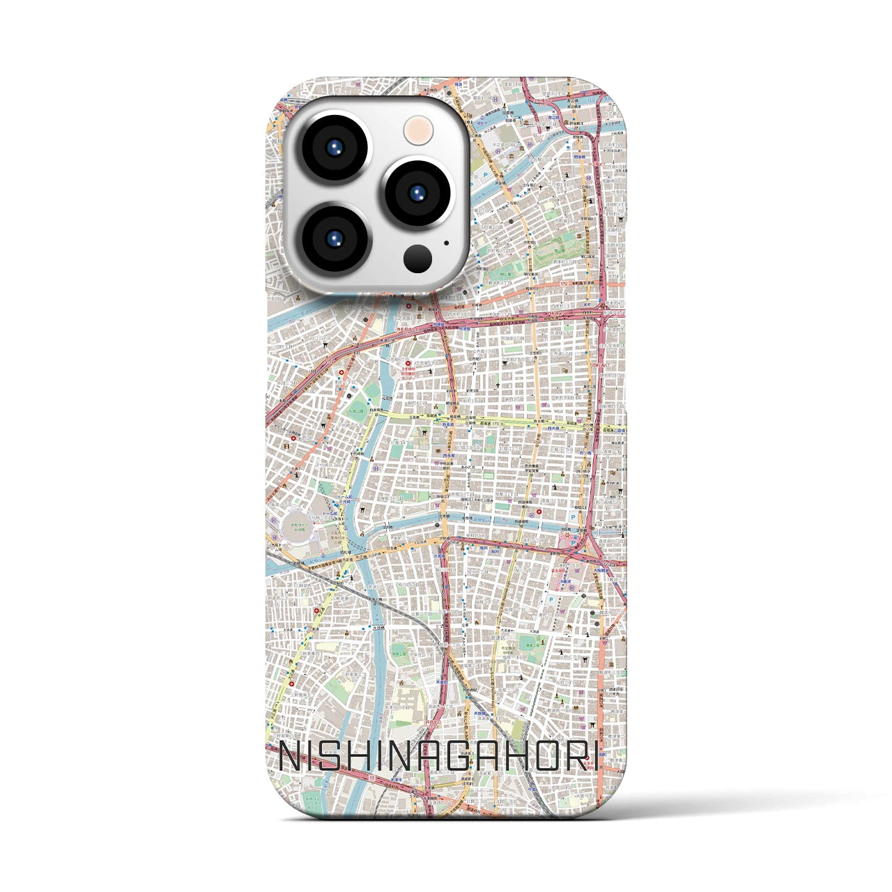 【西長堀(大阪府)】地図柄iPhoneケース(バックカバータイプ)