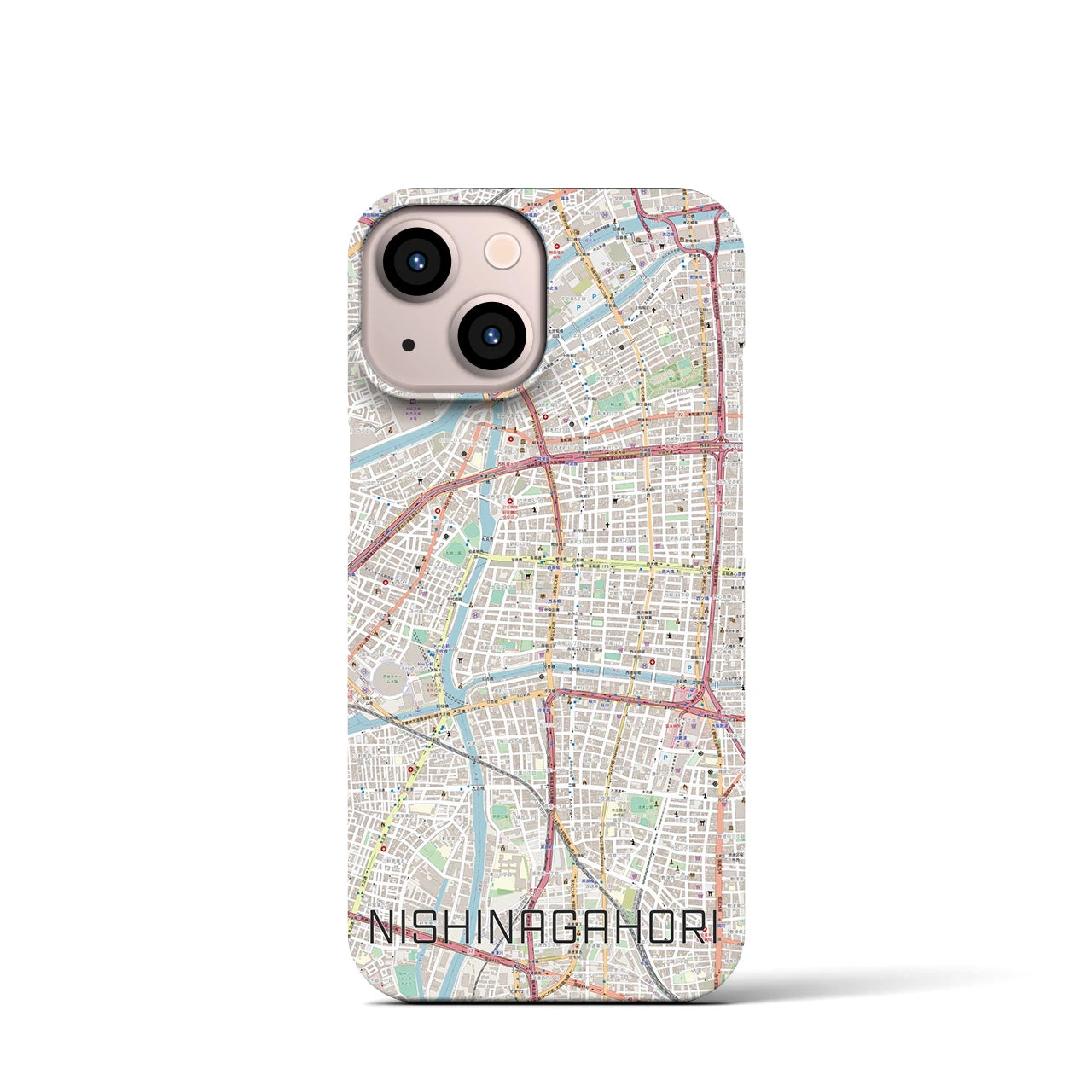 【西長堀(大阪府)】地図柄iPhoneケース(バックカバータイプ)