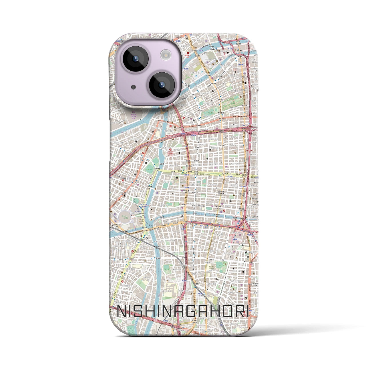 【西長堀(大阪府)】地図柄iPhoneケース(バックカバータイプ)