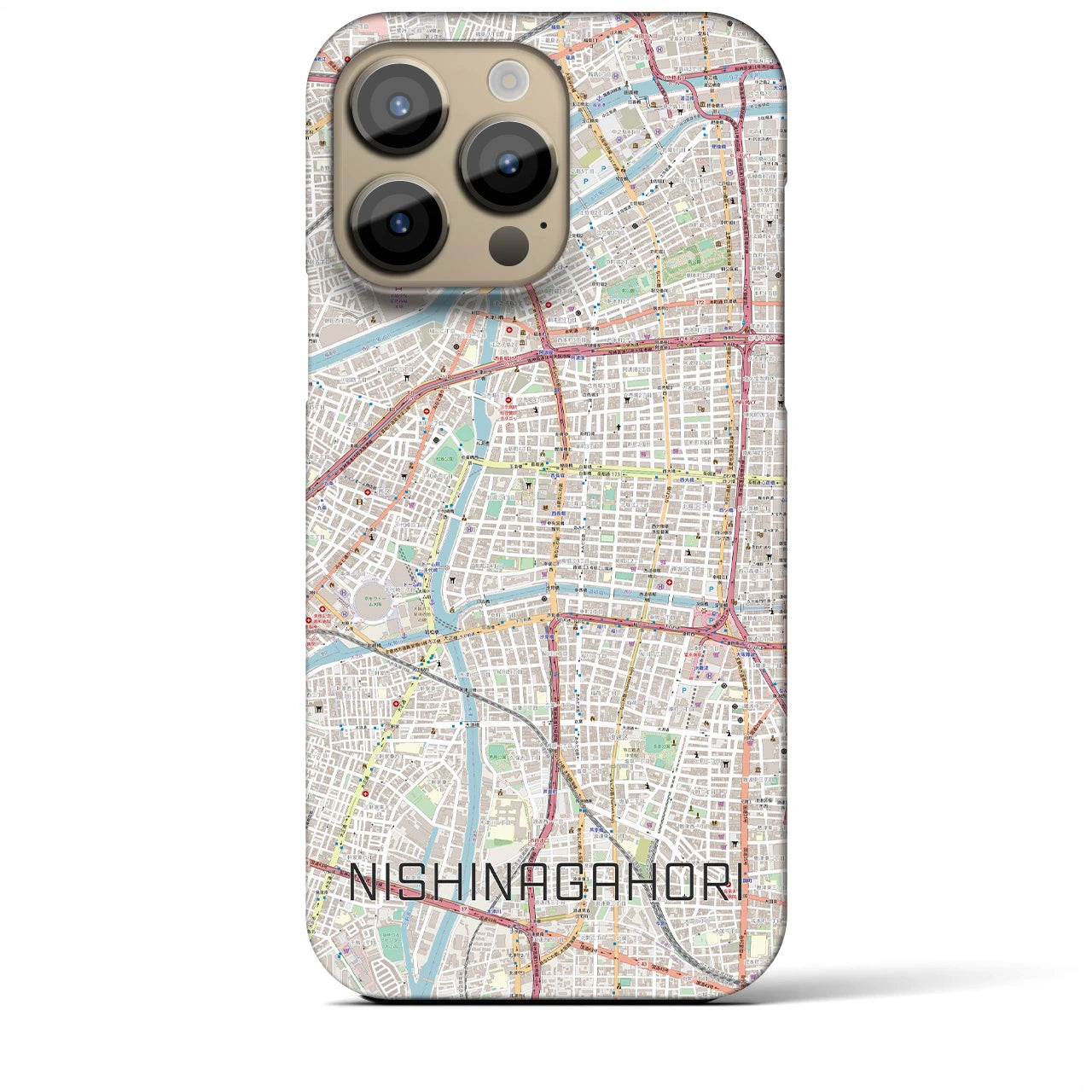 【西長堀(大阪府)】地図柄iPhoneケース(バックカバータイプ)