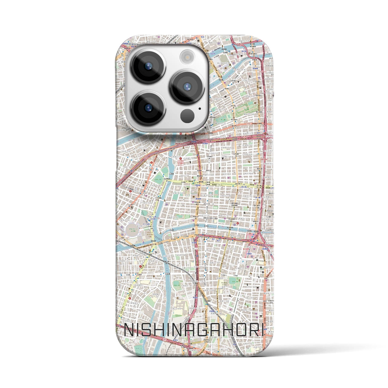 【西長堀(大阪府)】地図柄iPhoneケース(バックカバータイプ)