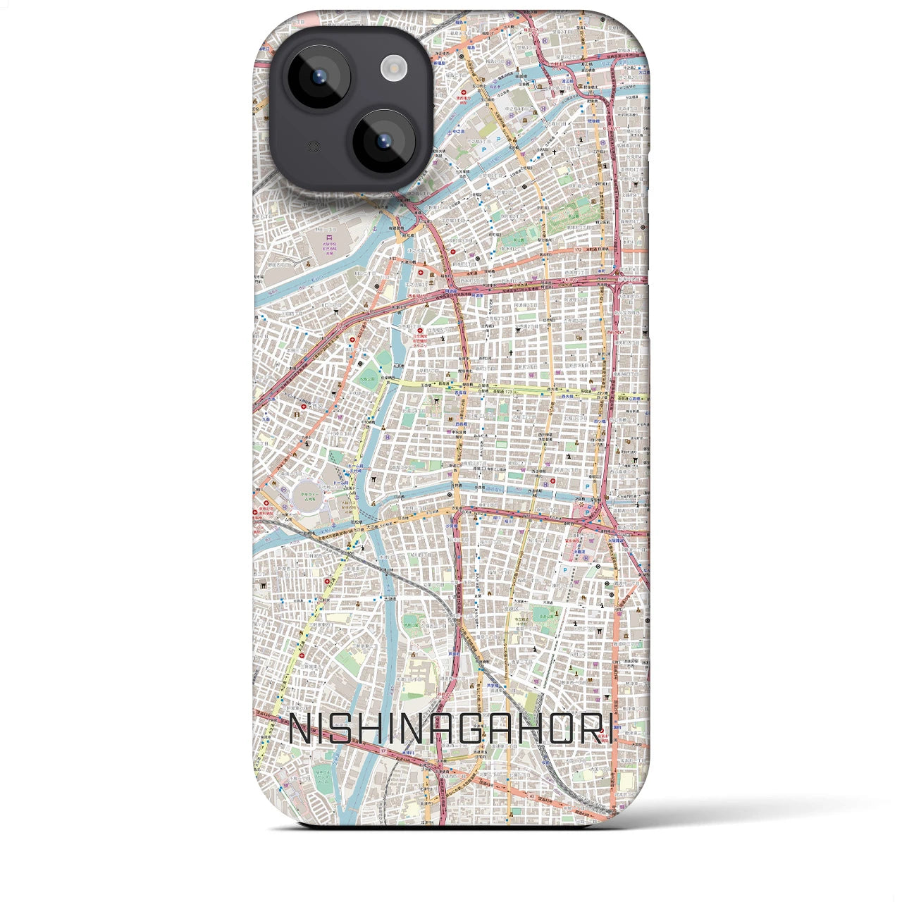 【西長堀(大阪府)】地図柄iPhoneケース(バックカバータイプ)