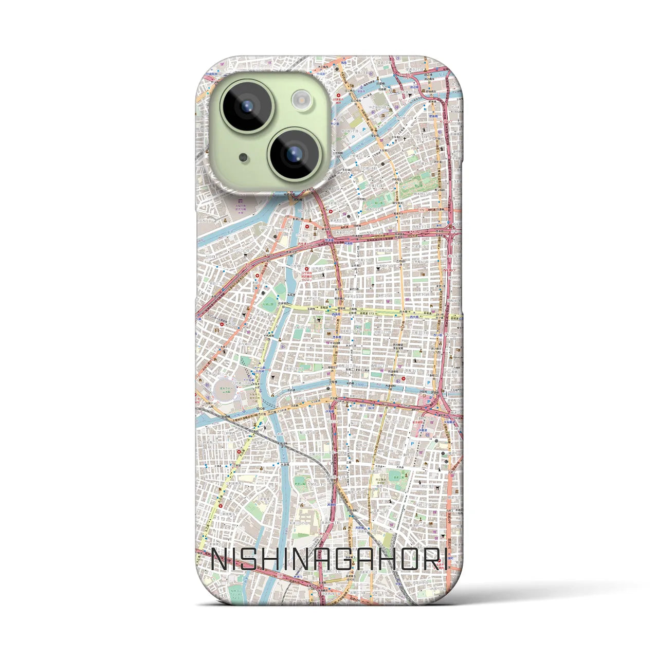 【西長堀(大阪府)】地図柄iPhoneケース(バックカバータイプ)