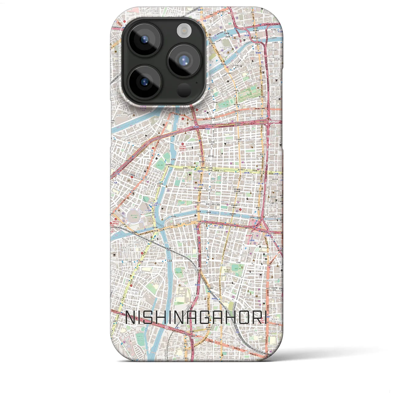 【西長堀(大阪府)】地図柄iPhoneケース(バックカバータイプ)