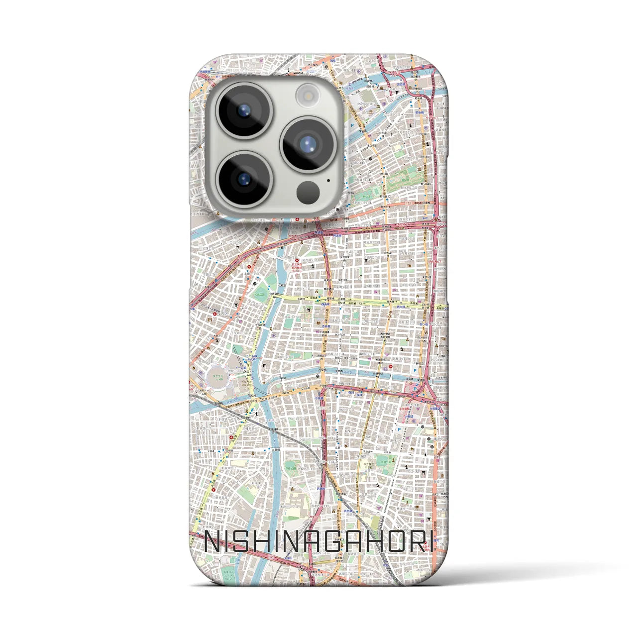 【西長堀(大阪府)】地図柄iPhoneケース(バックカバータイプ)