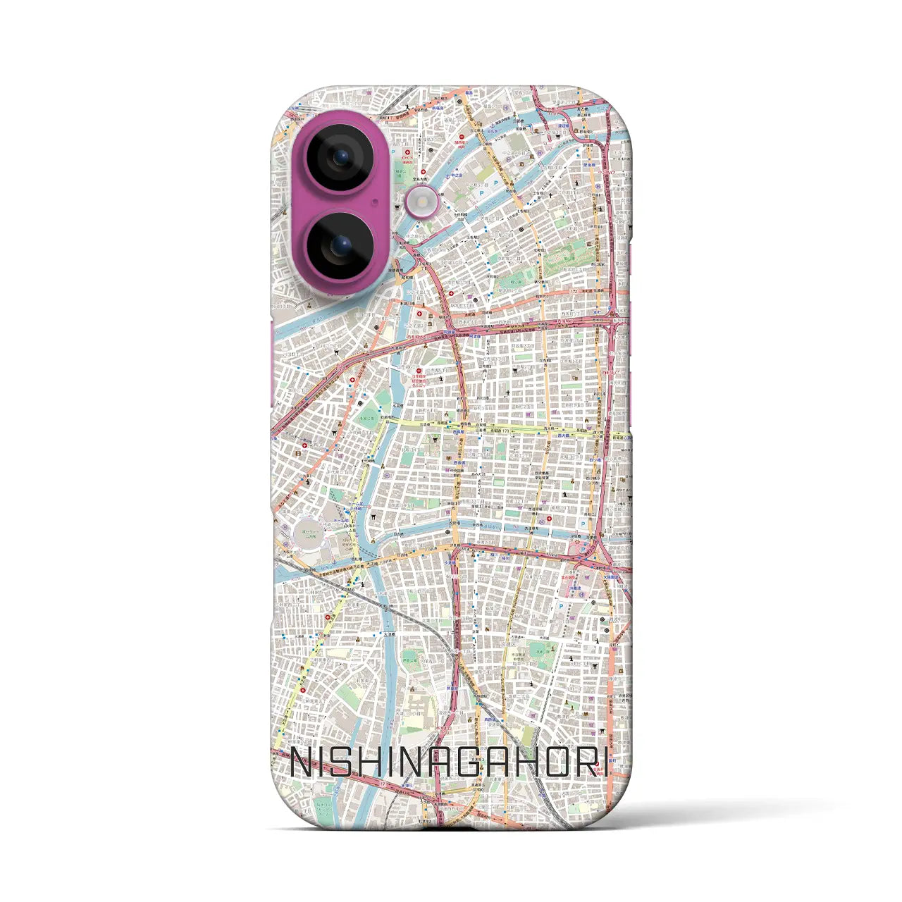 【西長堀(大阪府)】地図柄iPhoneケース(バックカバータイプ)