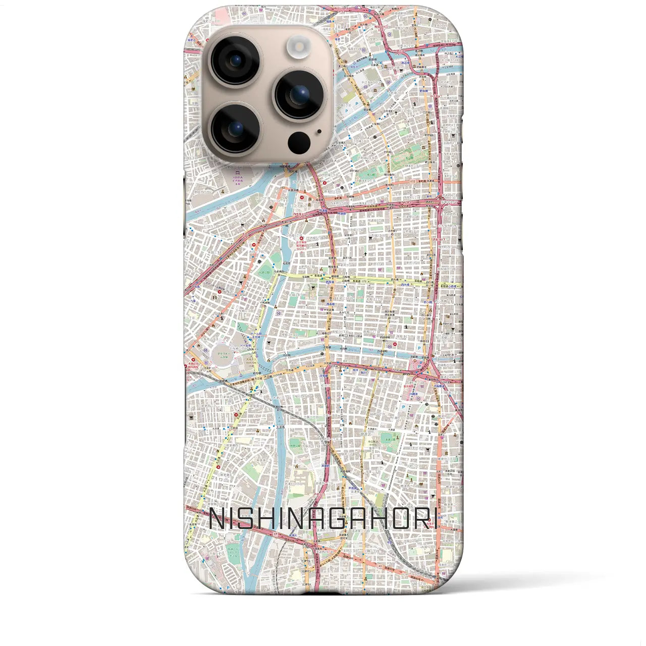 【西長堀(大阪府)】地図柄iPhoneケース(バックカバータイプ)