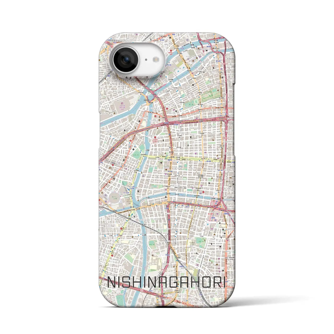【西長堀(大阪府)】地図柄iPhoneケース(バックカバータイプ)