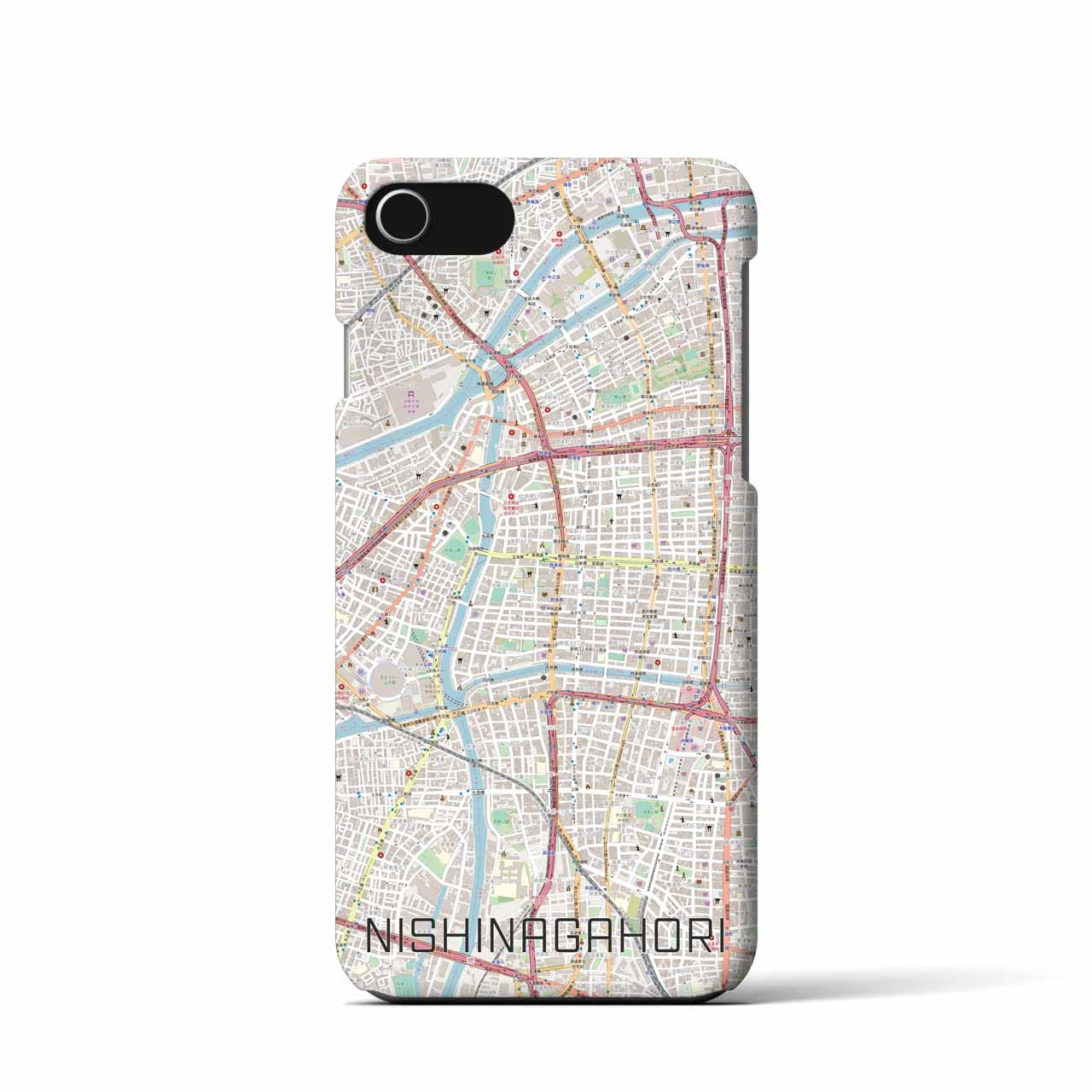 【西長堀(大阪府)】地図柄iPhoneケース(バックカバータイプ)
