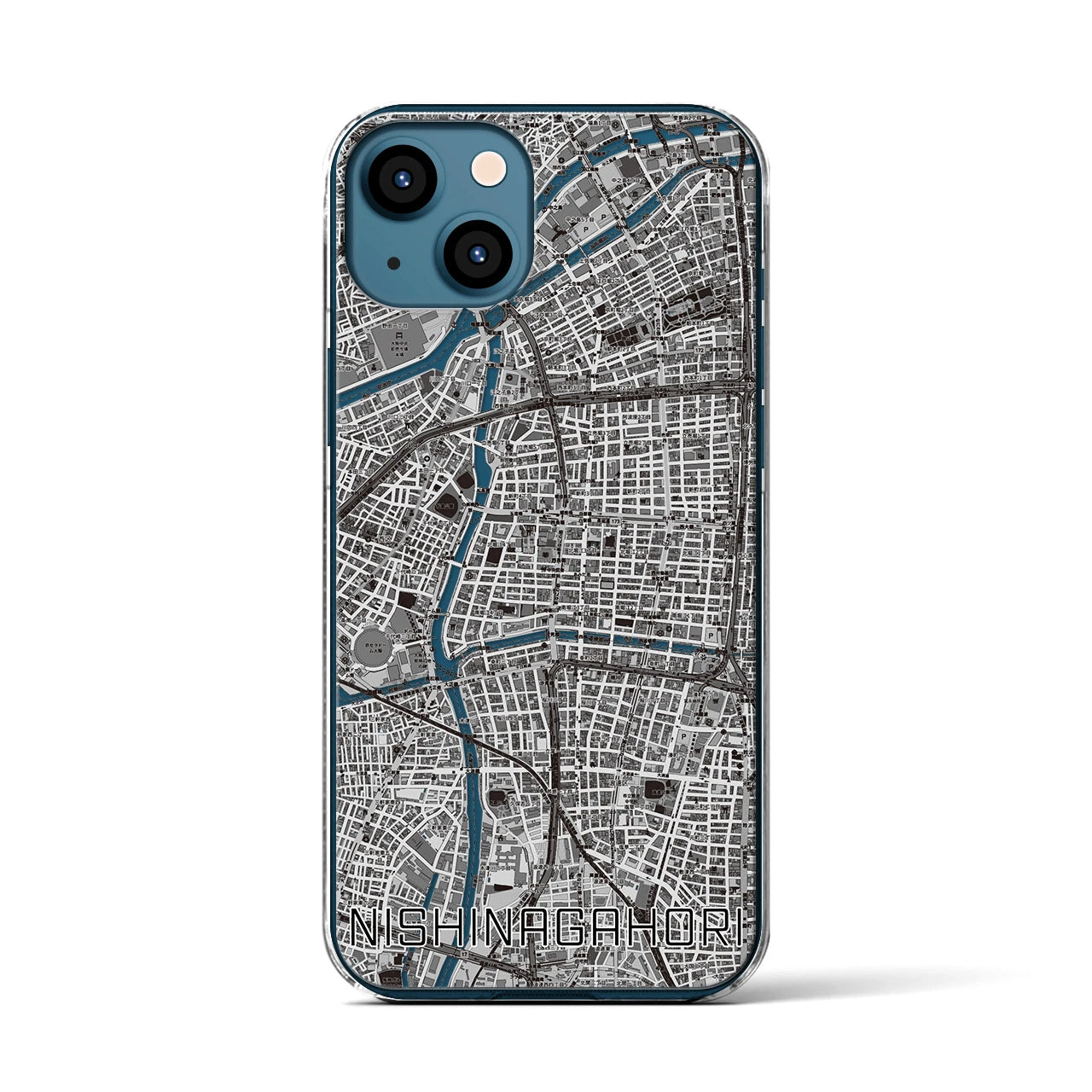 【西長堀(大阪府)】地図柄iPhoneケース(クリアタイプ)