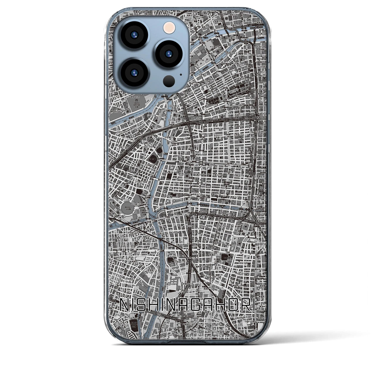 【西長堀(大阪府)】地図柄iPhoneケース(クリアタイプ)