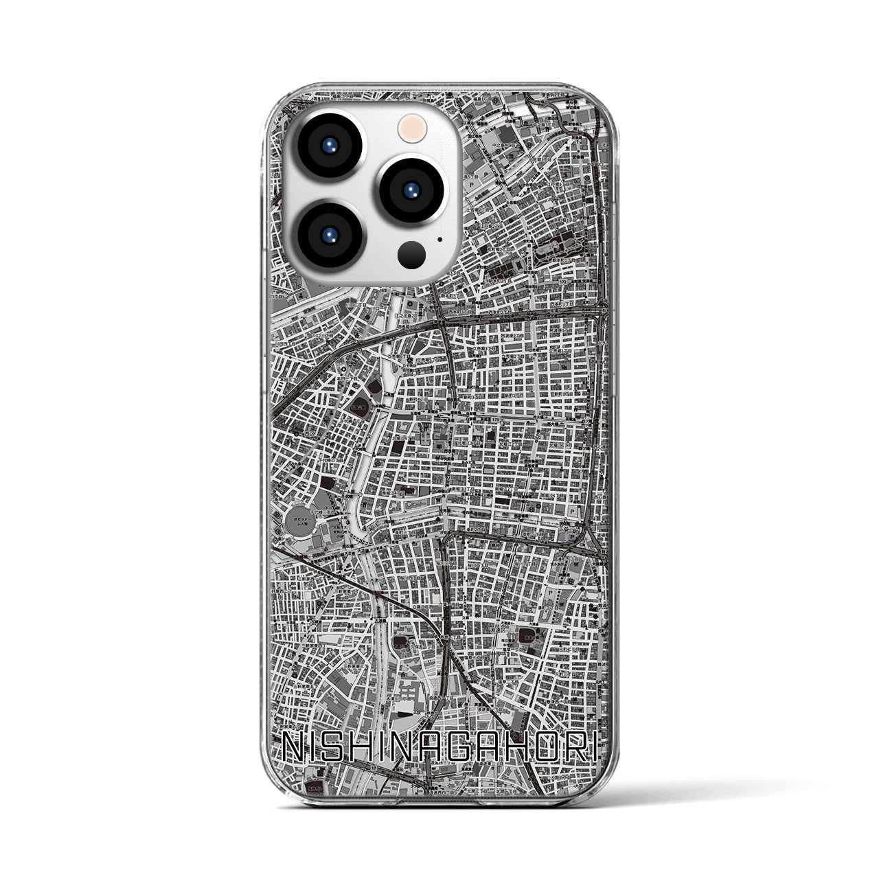 【西長堀(大阪府)】地図柄iPhoneケース(クリアタイプ)