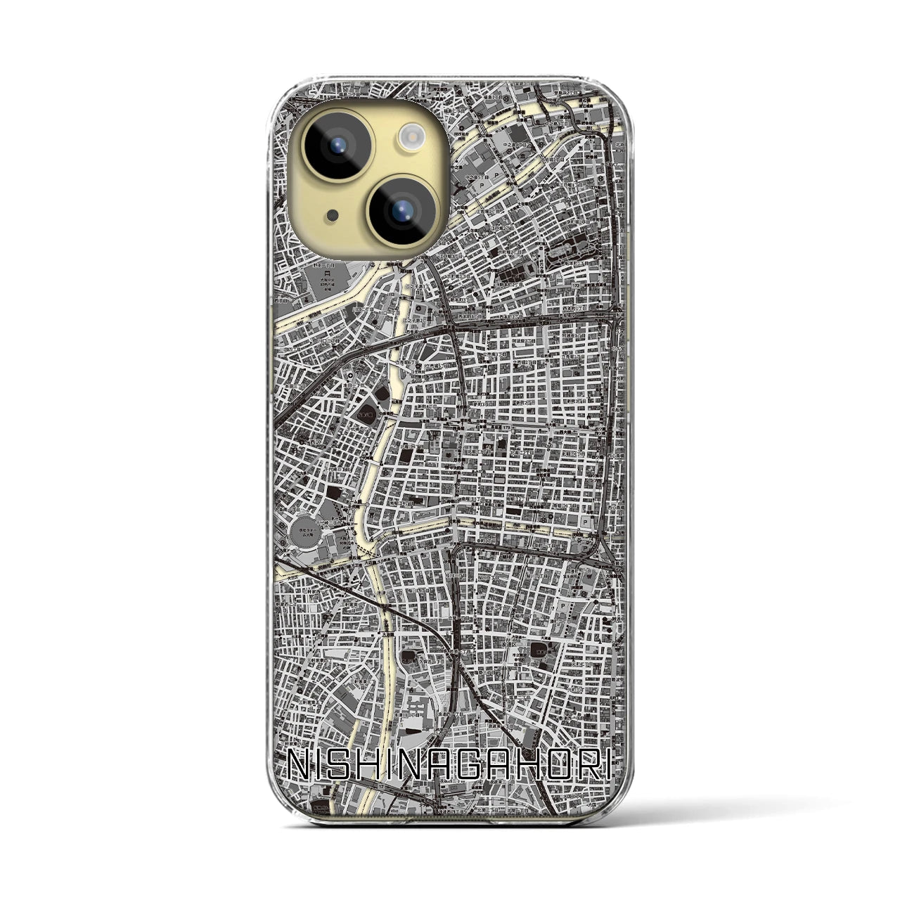 【西長堀(大阪府)】地図柄iPhoneケース(クリアタイプ)