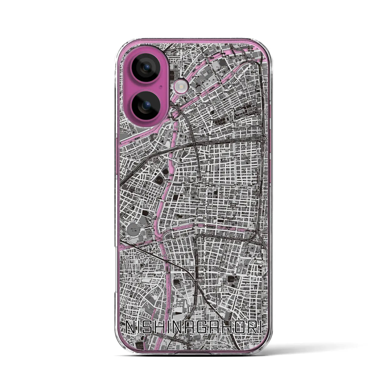 【西長堀(大阪府)】地図柄iPhoneケース(クリアタイプ)