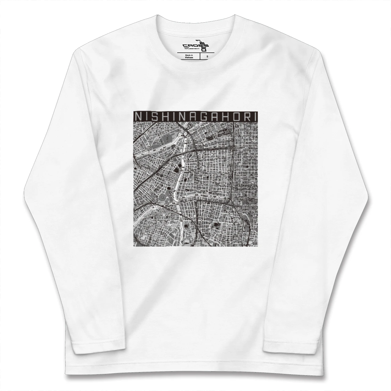 【西長堀(大阪府)】地図柄ロングスリーブTシャツ