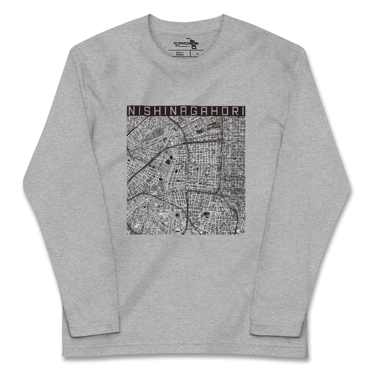 【西長堀(大阪府)】地図柄ロングスリーブTシャツ