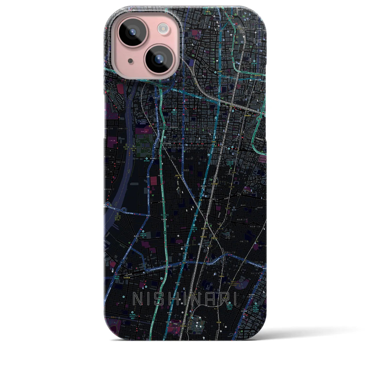 【西成(大阪府)】地図柄iPhoneケース(バックカバータイプ)
