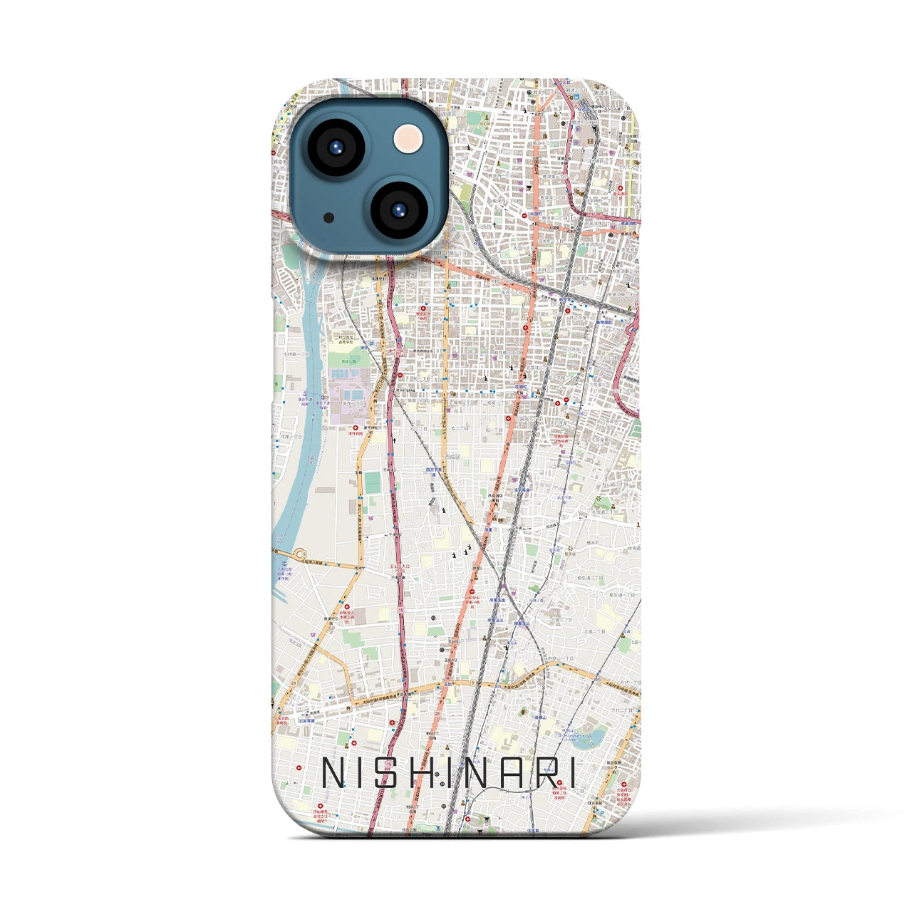 【西成(大阪府)】地図柄iPhoneケース(バックカバータイプ)