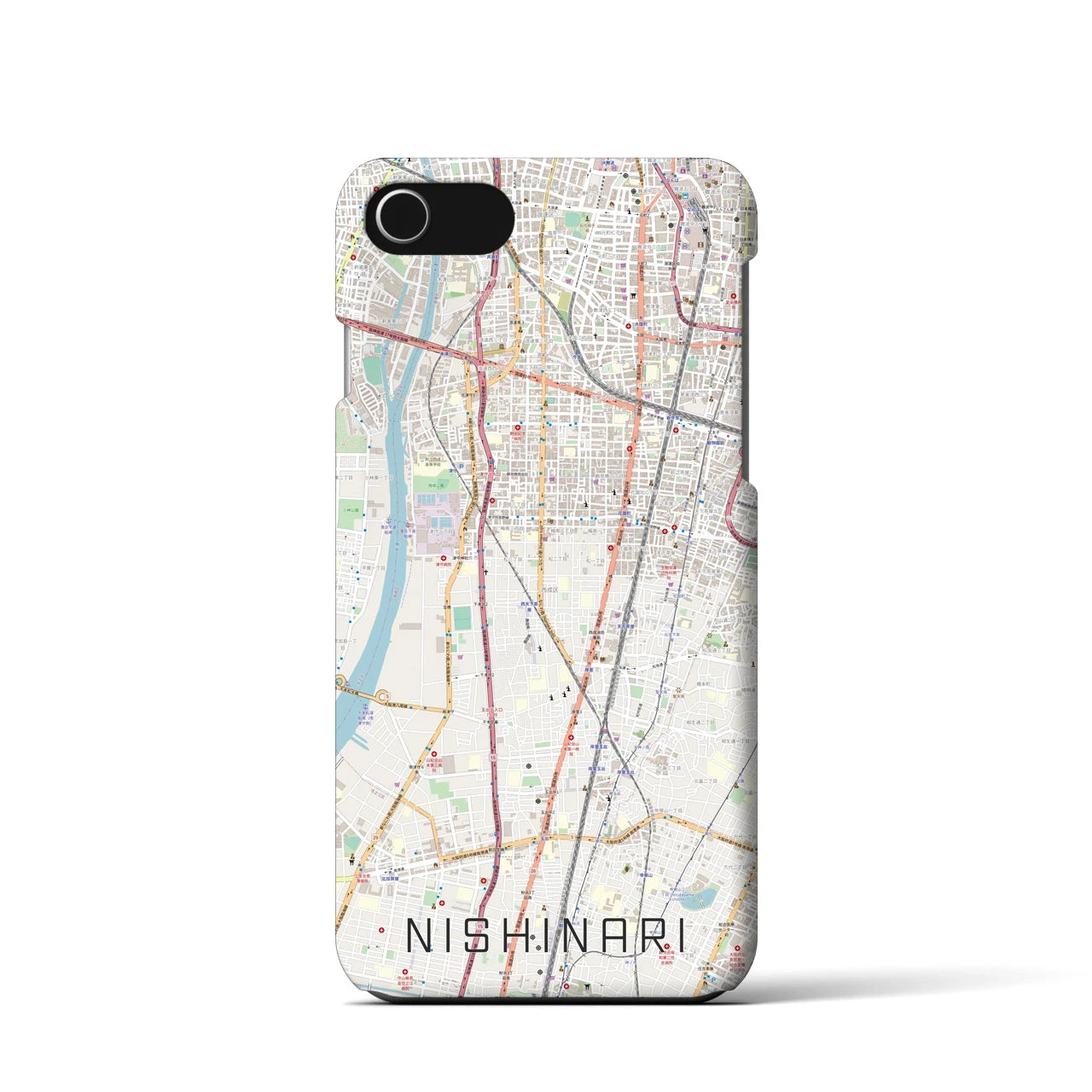 【西成(大阪府)】地図柄iPhoneケース(バックカバータイプ)