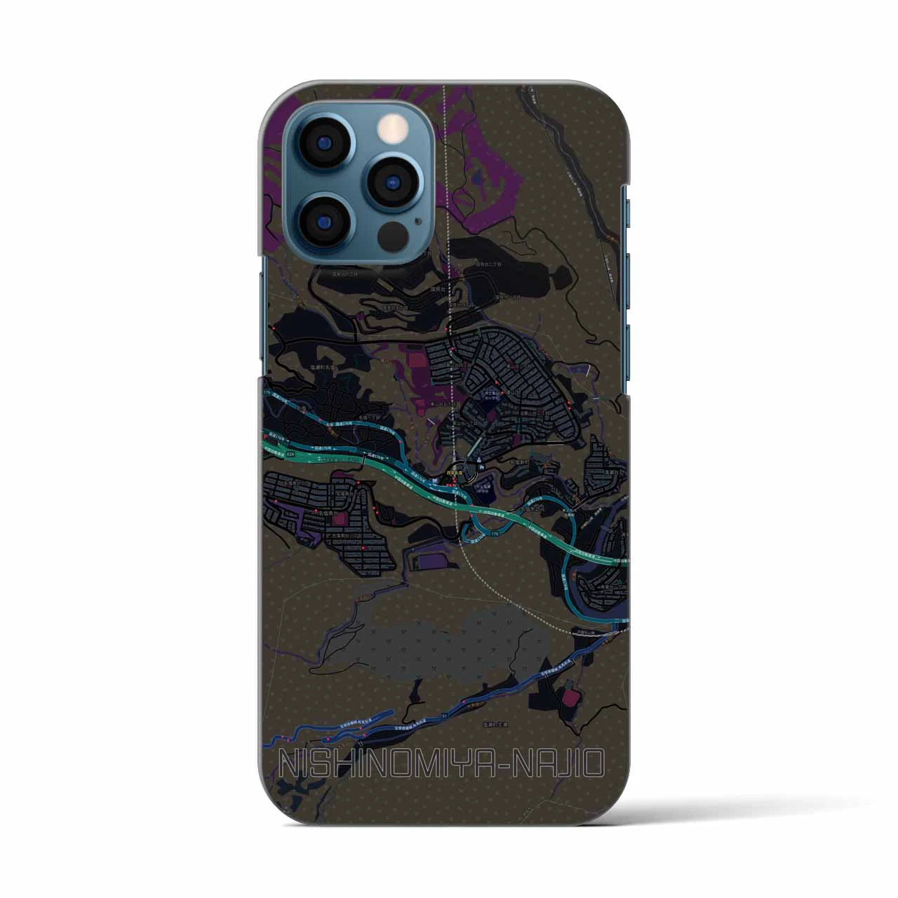 【西宮名塩(兵庫県)】地図柄iPhoneケース(バックカバータイプ)