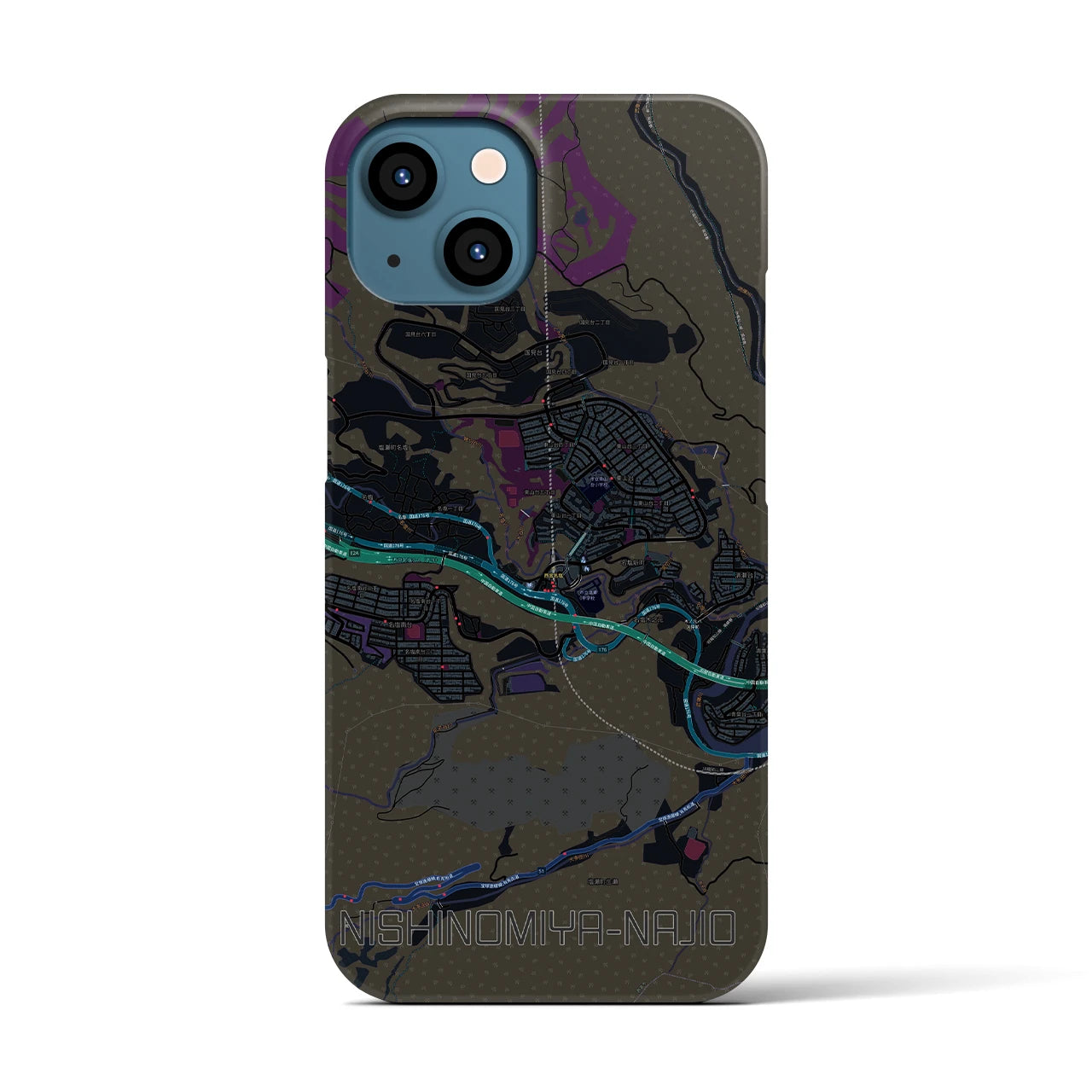 【西宮名塩(兵庫県)】地図柄iPhoneケース(バックカバータイプ)