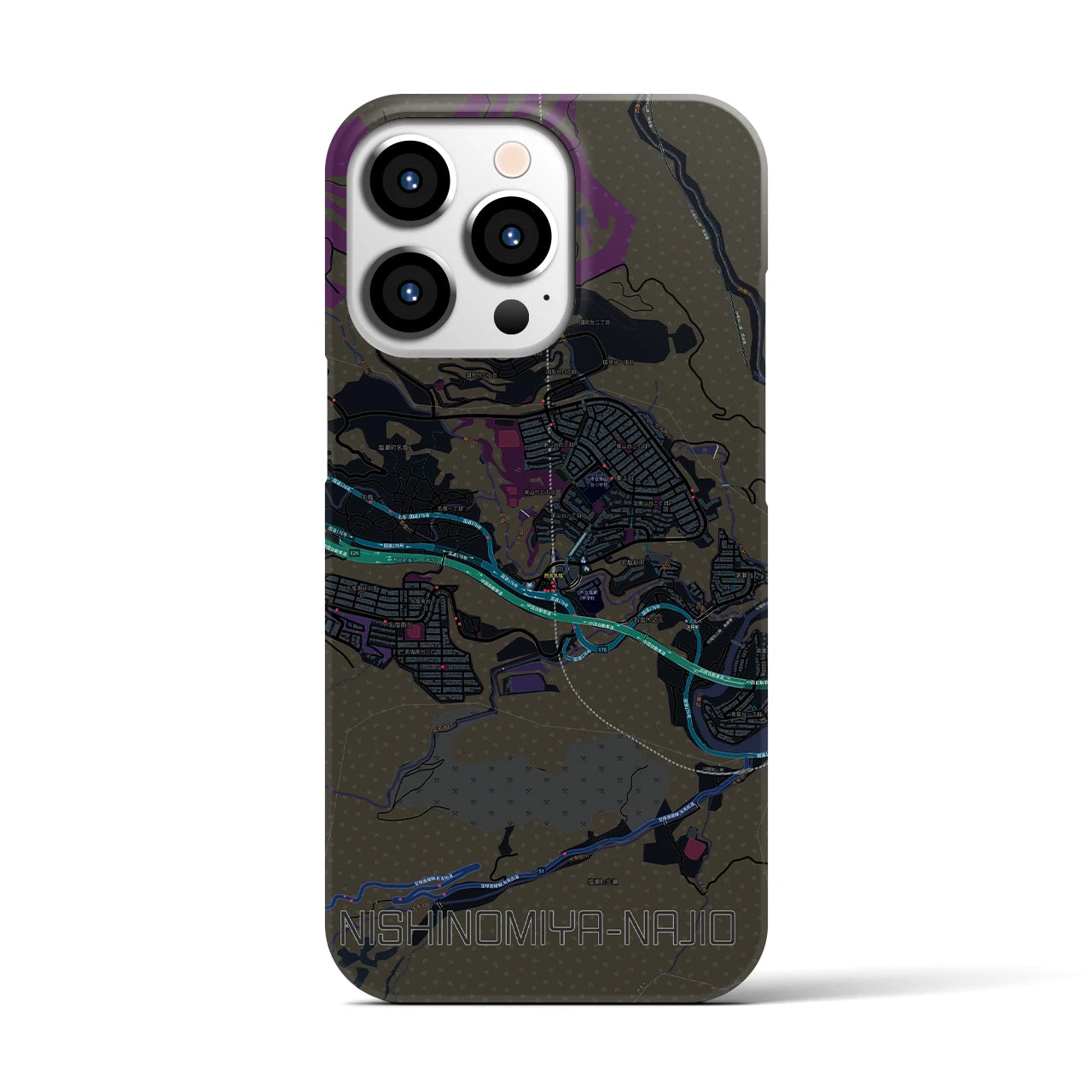 【西宮名塩(兵庫県)】地図柄iPhoneケース(バックカバータイプ)