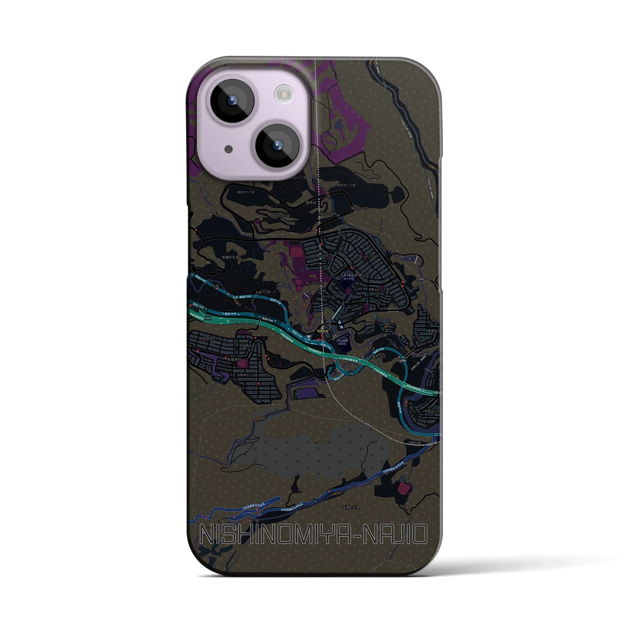 【西宮名塩(兵庫県)】地図柄iPhoneケース(バックカバータイプ)