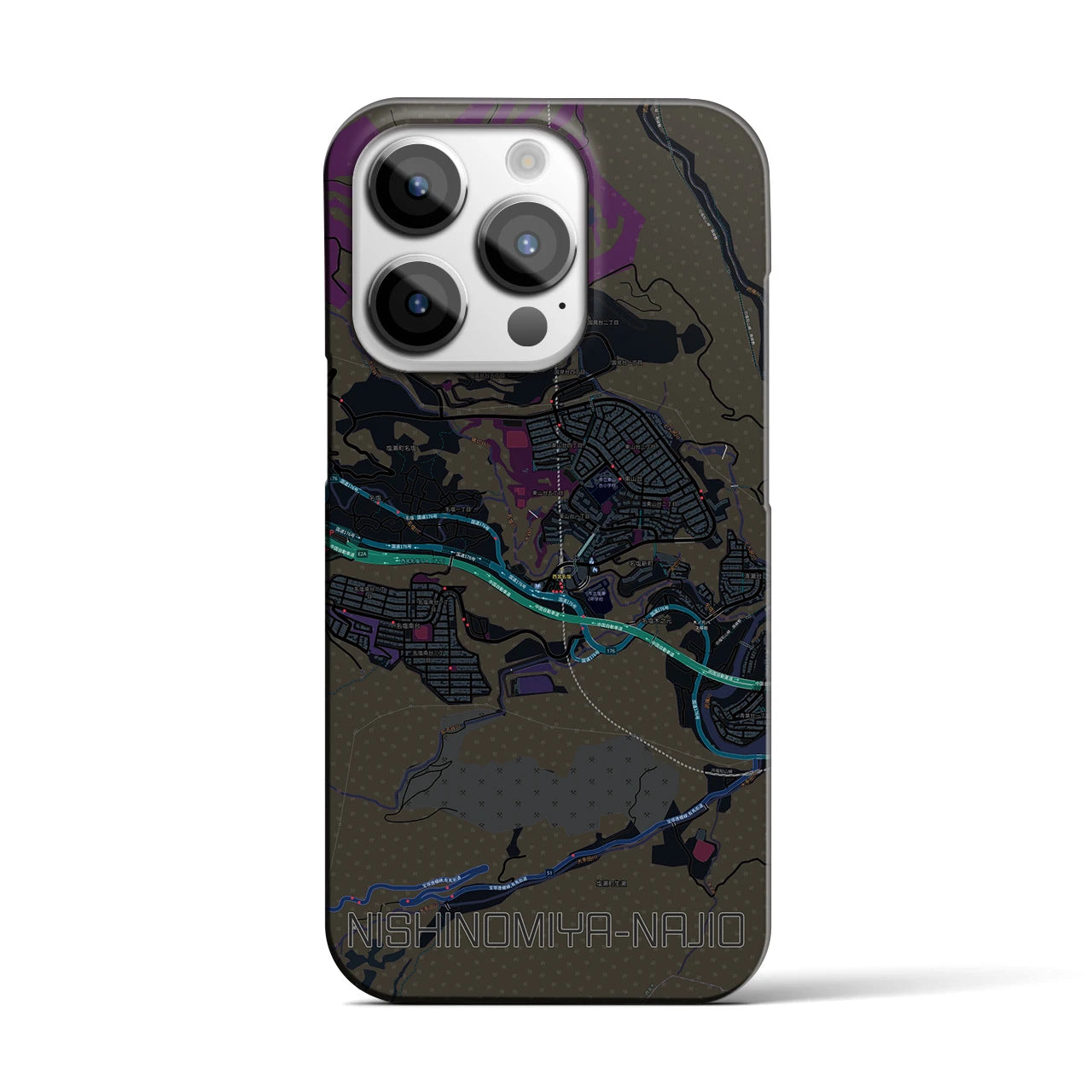【西宮名塩(兵庫県)】地図柄iPhoneケース(バックカバータイプ)