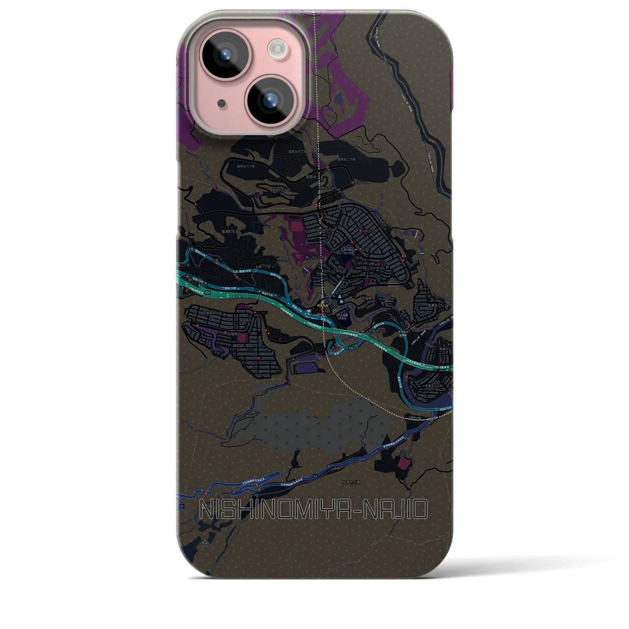 【西宮名塩(兵庫県)】地図柄iPhoneケース(バックカバータイプ)