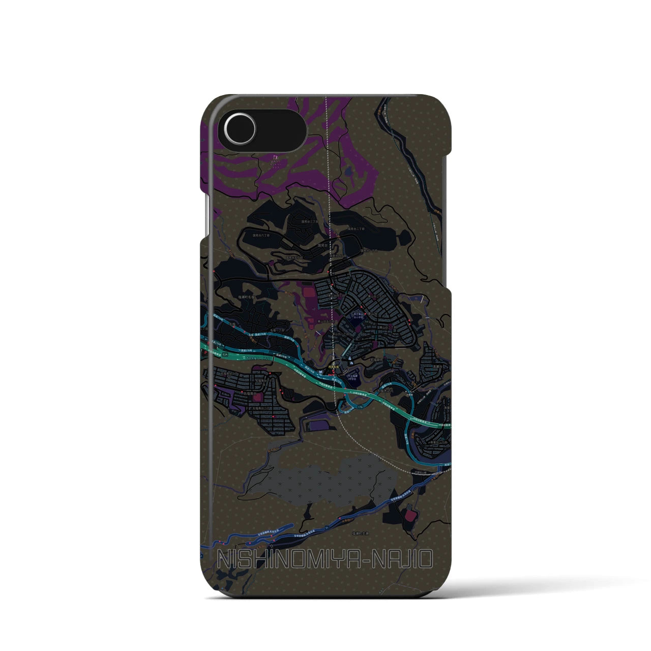 【西宮名塩(兵庫県)】地図柄iPhoneケース(バックカバータイプ)